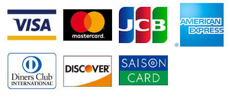 VISA、Mastercard、SAISON、JCB、American Express、Diners Club、Discover